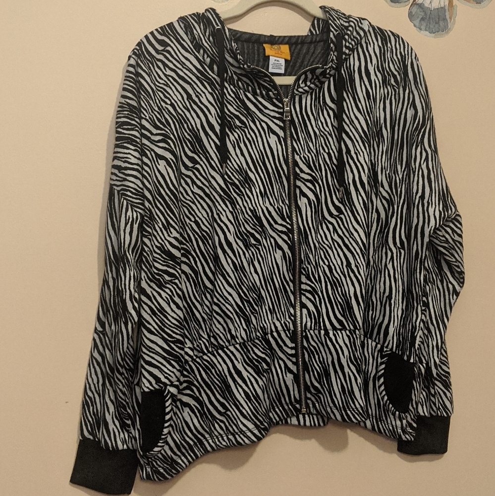 Zebra Striped Hoodie Jacket